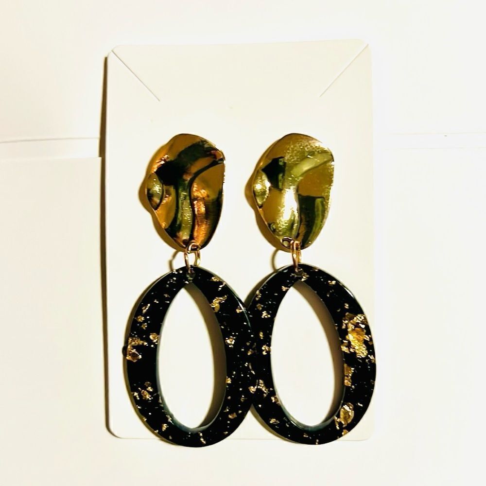 Black & Gold Dangle Earrings